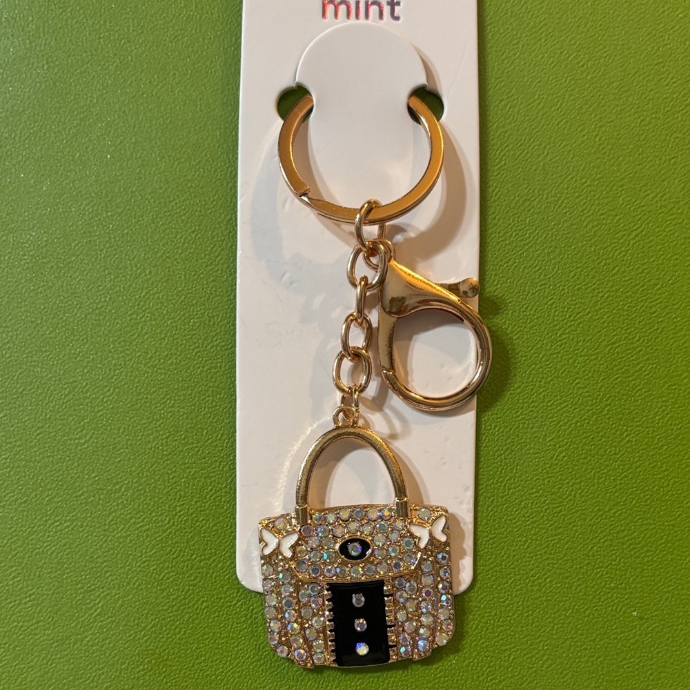 Sparkling Gold and Black Purse Keychain/Bag Charm
